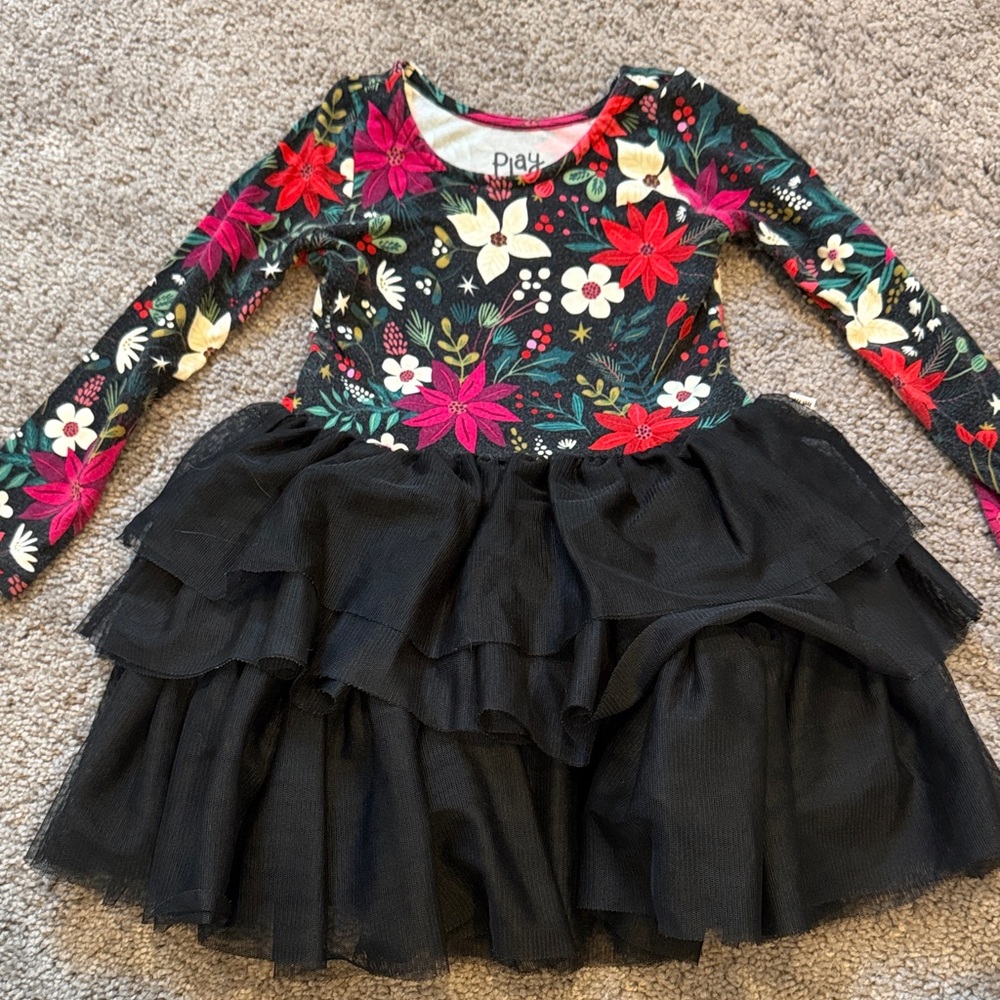 Little Sleepies Colorful poinsettia Patterned Dress